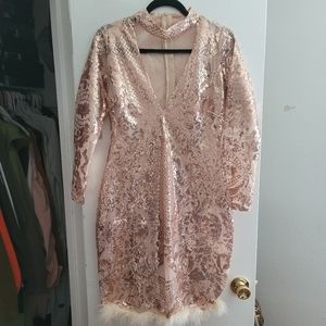 Rose gold sequins dress